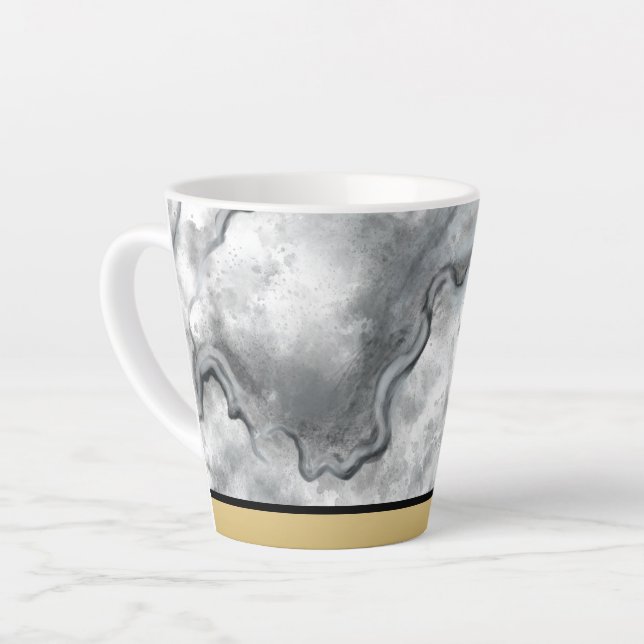 Latte Tasse à café en marbre noir raffiné (Angle gauche)
