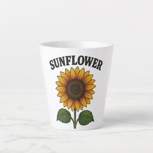 Latte Tasse avec peinture de tournesol (Devant)