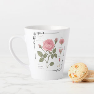 Latte Tasse avec rose rose romantique.