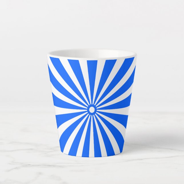 Latte Tasse Blue Radiant Burst – Soleil Géométrique Auda (Devant)