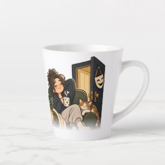 Latte Tasse Café Chat Amateur de Livres Cozy et Introver