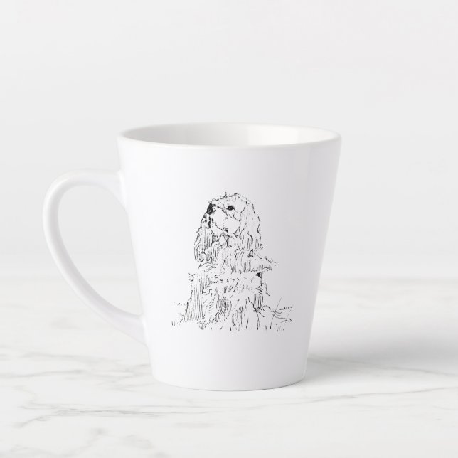 Latte Tasse Cavalier King Charles Spaniel, Encre Minimal (Gauche)