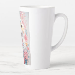 Latte Tasse Chat Floral - Tasse à café Chat Fleur Aquare