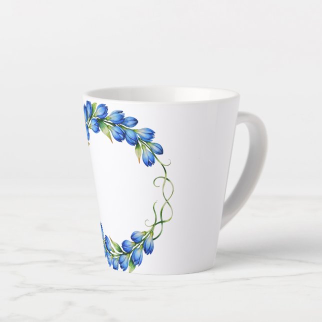 Latte Tasse Couronne Fleurie Bleue (Angle droit)