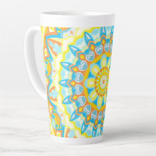 Latte Tasse de café florale bohème lumineuse Mandala d'é