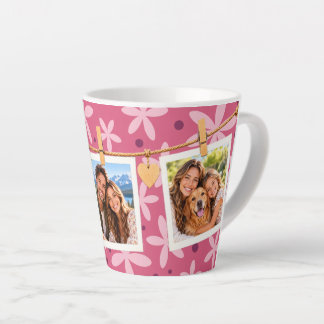Latte Tasse de café florale familiale avec photo suspend