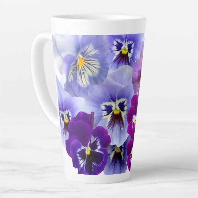 Latte Tasse de café florale Pansy Violet (Angle gauche)