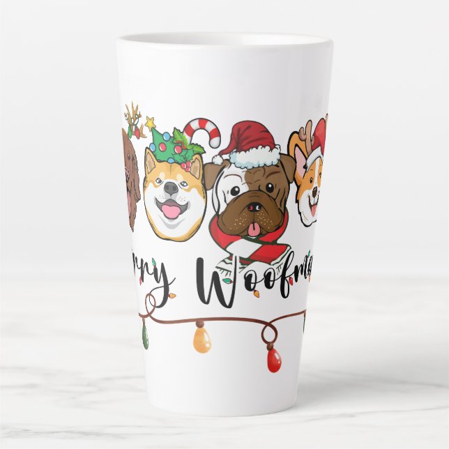 Latte Tasse de café typographique Joyeux Woofmas (Devant)