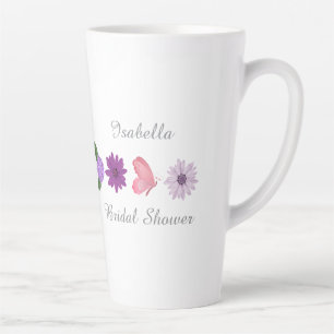 Latte Tasse de mariage papillon et fleurs, nom personnal