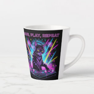 Latte Tasse DJ Chat Paws Play Repeat Cadeau Drôle pour
