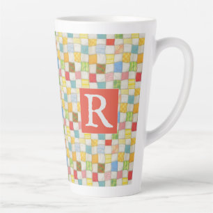 LATTE TASSE ÉMAILLÉE HAUTE CRÉATIVE "CRAZY QUILT" + TEXT