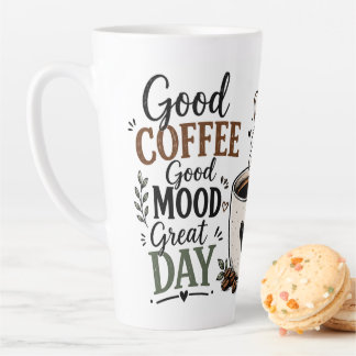 Latte Tasse en céramique à poignée noire avec citation d