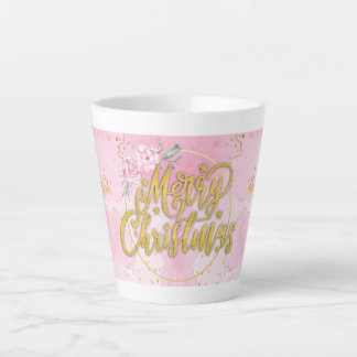 Latte Tasse Joyeux Noël - Design Or et Rose
