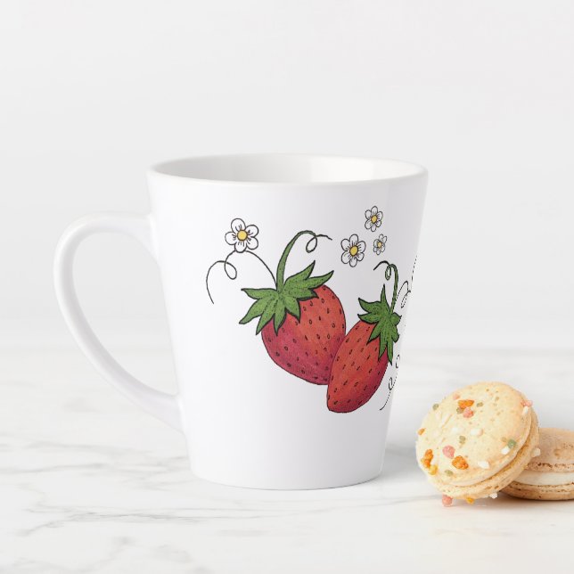 Latte Tasse Paire de Fraises (En situation)