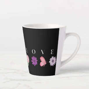 Latte Tasse papillon floral LOVE, Cadeau romantique pour