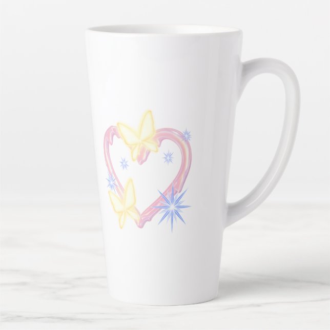 Latte Tasse "Papillon rêveur scintillant" avec un dés (Droite)