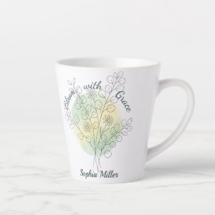 Latte Tasse personnalisée avec marguerite, fleur de nais