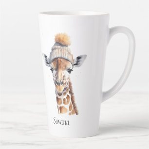 Latte Tasse personnalisée Chapeau d'hiver Girafe Beanie