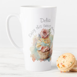 Latte Tasse personnalisée. Un cadeau pour elle. Cupcake