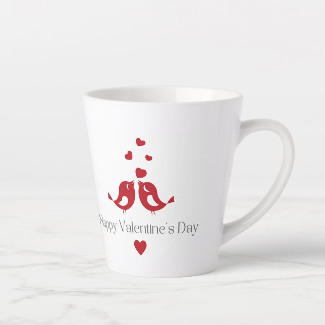 Latte Tasse Saint-Valentin Oiseaux d'Amour Rouges – Clas (Droite)