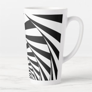 Latte Tasse tourbillon en spirale noir et blanc abstrait