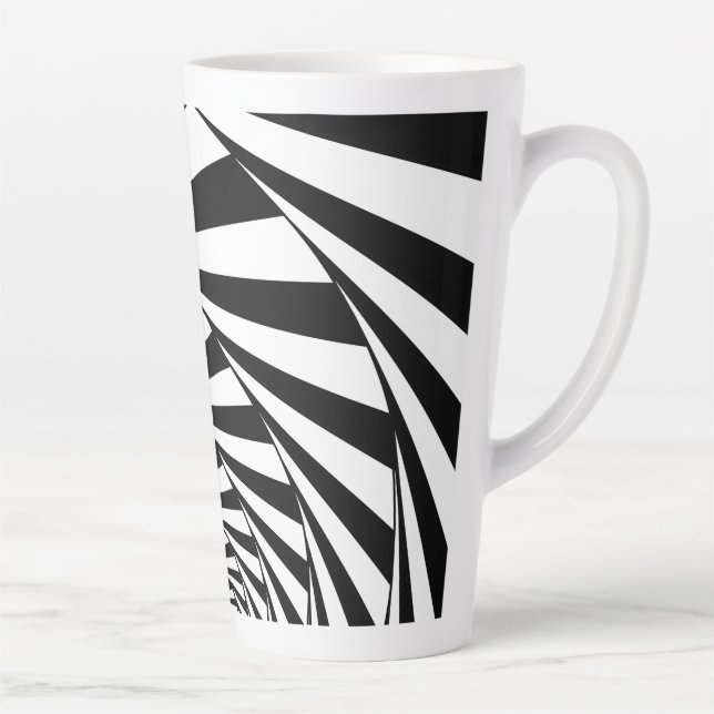 Latte Tasse Tourbillon Spirale Noir et Blanc Abstrait (Droite)