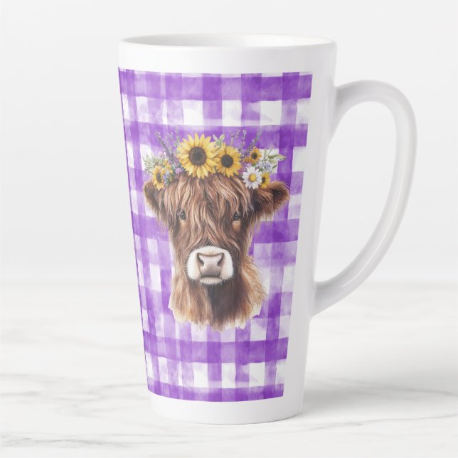 Latte Tasse violette avec vache (journal assorti disponi (Droite)