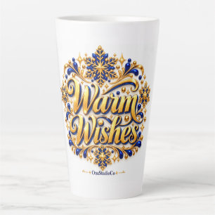 Latte Tasse Vœux Chaleureux Bleu Royal & Or