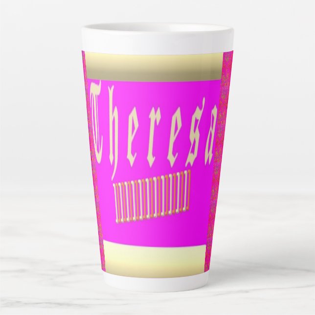 Latte Theresa design choquant tasse de café rose et or (Devant)