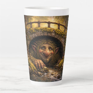 Latte Troll norvégien se cachant sous un pont, tasse de