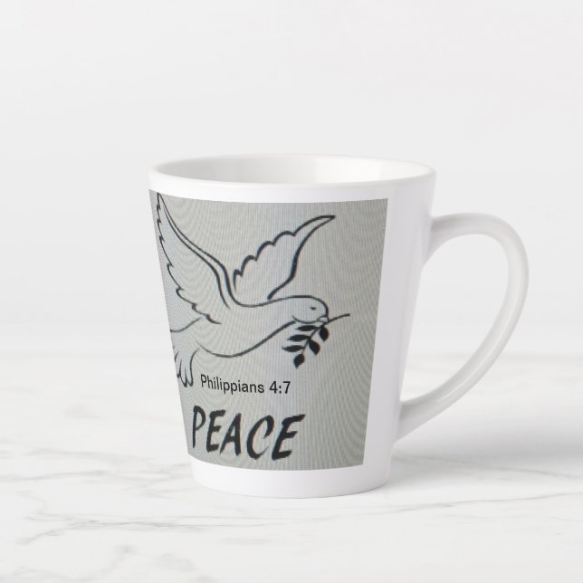 Latte Une tasse avec colombe de la paix et écriture (Droite)