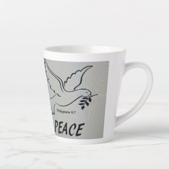 Latte Une tasse avec colombe de la paix et écriture (Droite)