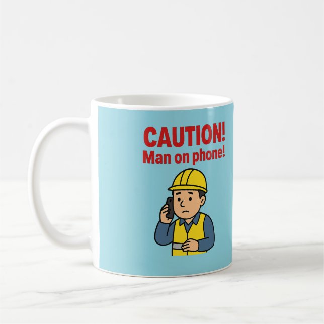 L'ATTENTION ! Un homme au téléphone !' mug (Gauche)