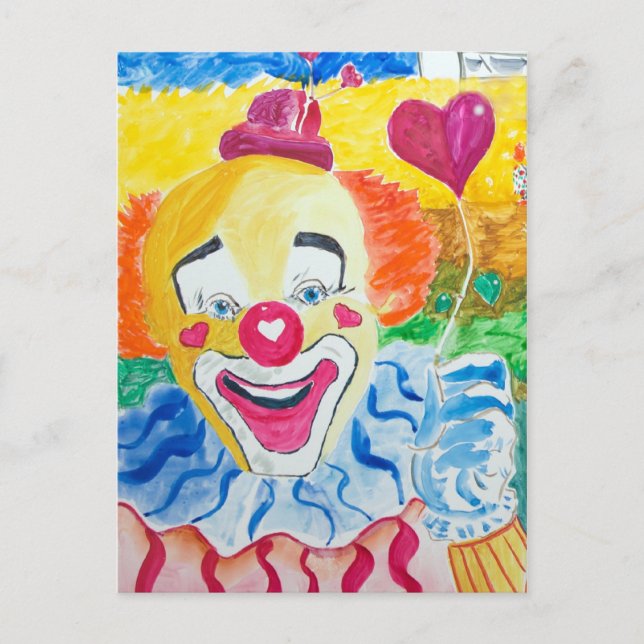 Laughing Larry la carte postale clown (Devant)