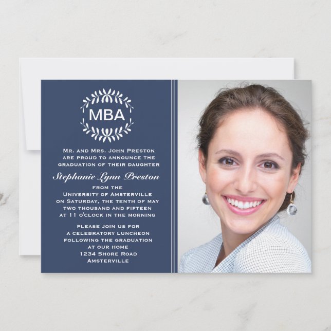 Laurel Branches Photo Graduation Invitation / Anno (Devant)