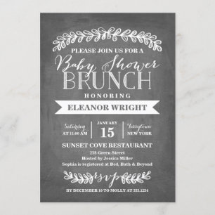 Laurel Brunch Blanc   Invitation Baby shower