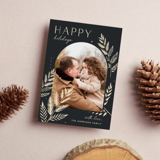 Laurel d'hiver | Joyeux Carte photo de vacances (Créateur téléchargé)