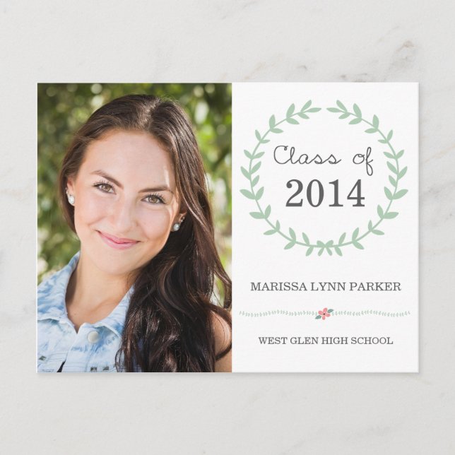 Laurel Graduation Party Invitation Carte postale (Devant)