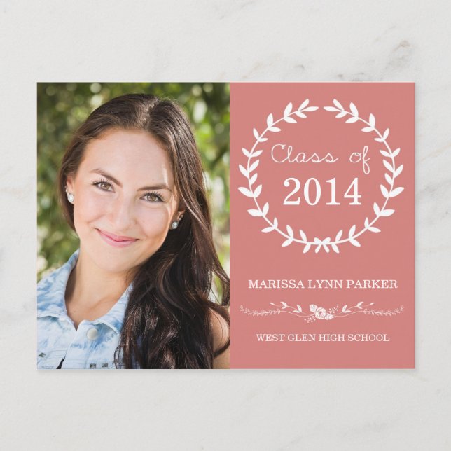 Laurel Graduation Party Invitation Carte postale (Devant)