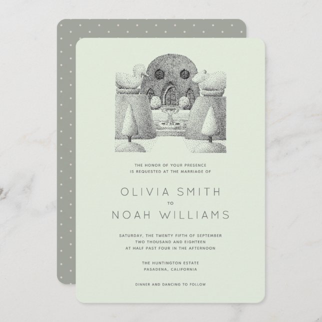 Laurel Green Topiary Garden Invitations de mariage (Devant / Derrière)