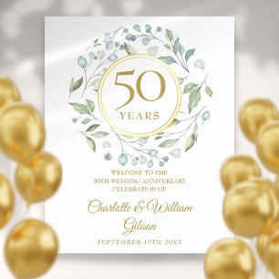 Laurel Greenery Affiche de bienvenue du 50e annive