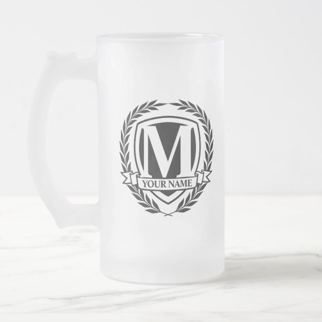 Laurel Monogramme Design Verre Froissé Beer Mug (Gauche)