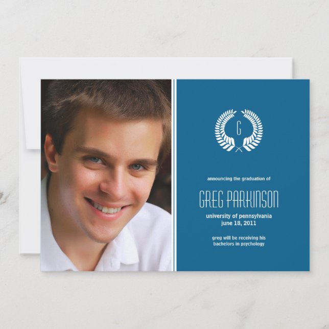 Laurel Monogramme Faire-part de graduation (Devant)