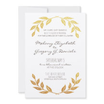 Laurel Wreath Gold Leaf Faire-part de mariage