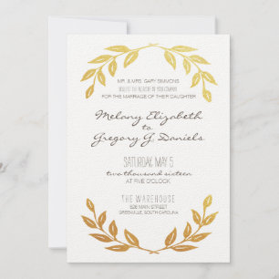 Laurel Wreath Gold Leaf Faire-part de mariage