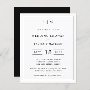 Lauren Black White Wedding shower Budget Invitatio