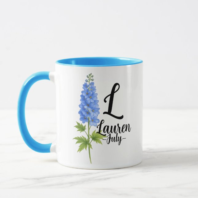 Lauren – July Birth Flower Larkspur Mug  (Gauche)