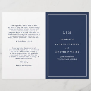 Lauren Navy Blue Monogramme Mariage élégant