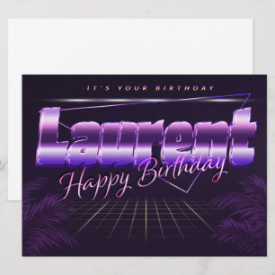Laurent Nom Prénom carte anniversaire rétro lilas