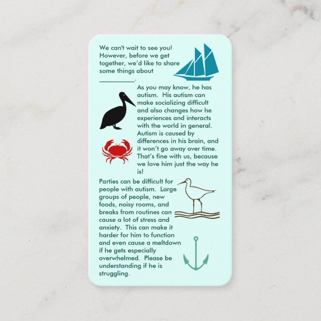 L'autisme s'unissent Garçon Carte de visite (Devant)